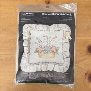 Janlynn Charmin Candlewicking Pillow Kit Flower Basket 14x14